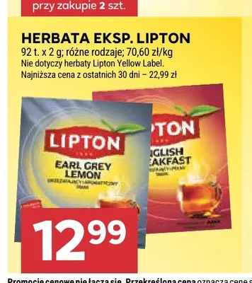 Herbata ekspresowa Lipton English Breakfast promocja w Stokrotka