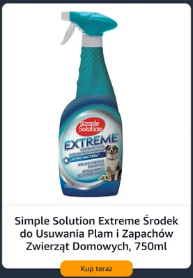 Środek do usuwania plam i zapachów zwierząt domowych Simple Solution Extreme promocja w Amazon