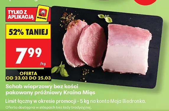 Schab wieprzowy bez kości pakowany próżniowo promocja w Biedronka
