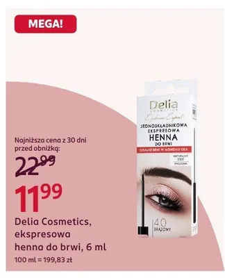Ekspresowa henna do brwi Delia Cosmetics promocja w Rossmann