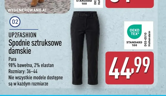 Spodnie sztruksowe damskie UP2FASHION promocja w Aldi