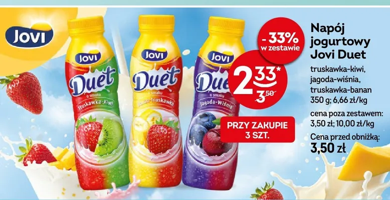 Napój jogurtowy Jovi Duet truskawka-banan promocja w Żabka