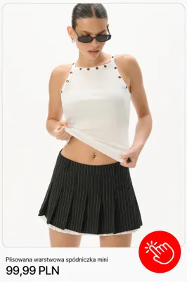 Spódniczka mini plisowana warstwowa Cropp promocja w Cropp