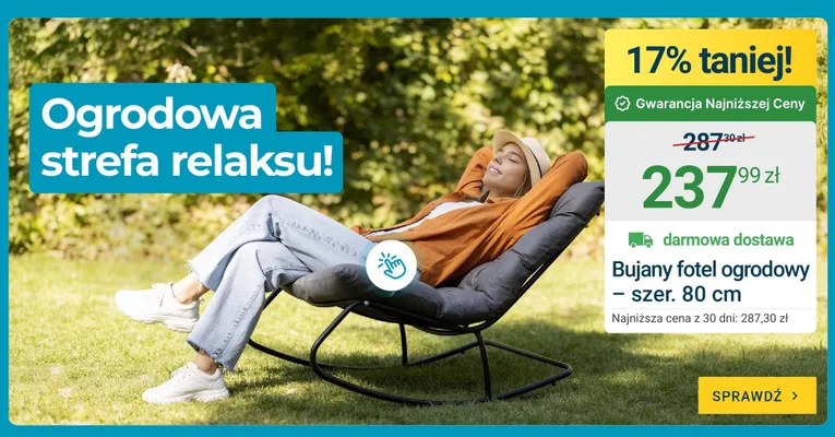Bujany fotel ogrodowy szer. 80 cm promocja w ERLI