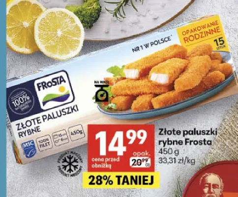 Złote paluszki rybne Frosta promocja w Delikatesy Centrum