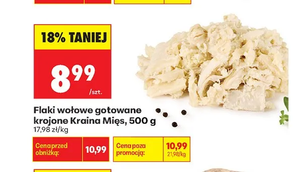 Flaki wołowe gotowane krojone Kraina Mięs promocja w Biedronka
