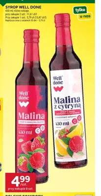 Syrop malinowy Well Done promocja w Stokrotka