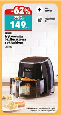 Frytkownica beztłuszczowa z okienkiem czarna promocja w Biedronka Home