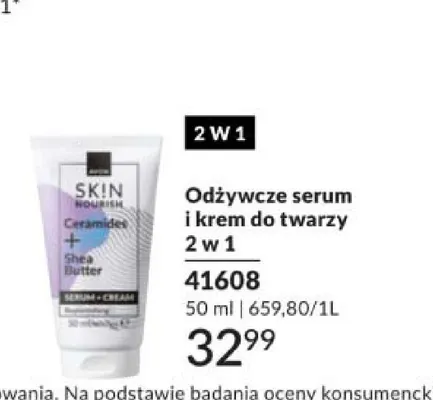 Odżywcze serum i krem do twarzy 2 w 1 SKIN NOURISH 41608 promocja w AVON
