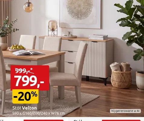 Stół Velton promocja w Black Red White