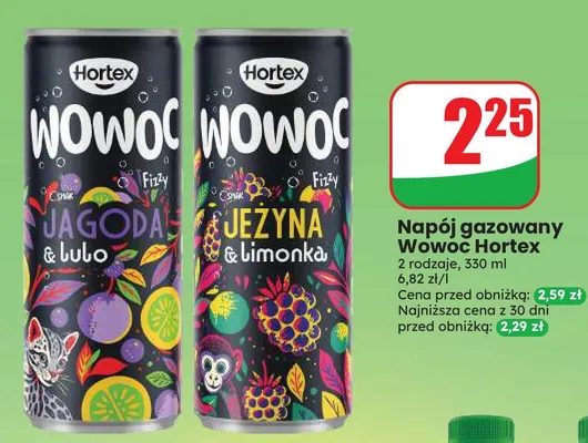 Napój gazowany Hortex Wowoc jeżyna & limonka promocja w Dino