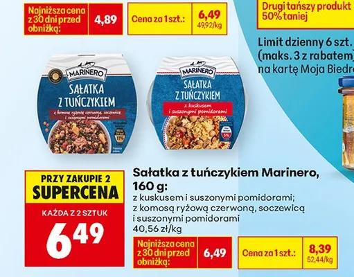 Sałatka z tuńczykiem z komosą ryżową czerwoną, soczewicą i suszonymi pomidorami promocja w Biedronka