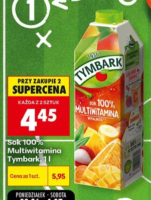 Sok 100% Multiwitamina Tymbark promocja w Biedronka