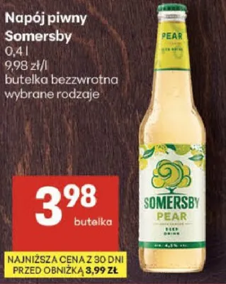 Napój piwny Somersby butelka bezwrotna wybrane rodzaje promocja w Delikatesy Centrum