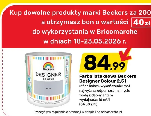 Farba lateksowa Beckers Designer Colour promocja w Bricomarche