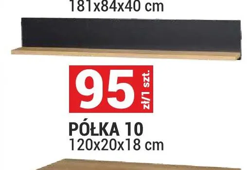 Półka 10 System John dąb lefkas/czarny 120x20x18cm promocja w Merkury Market