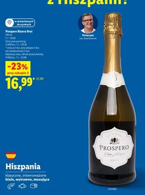 Wino musujące Prospero Blanco Brut promocja w Lidl