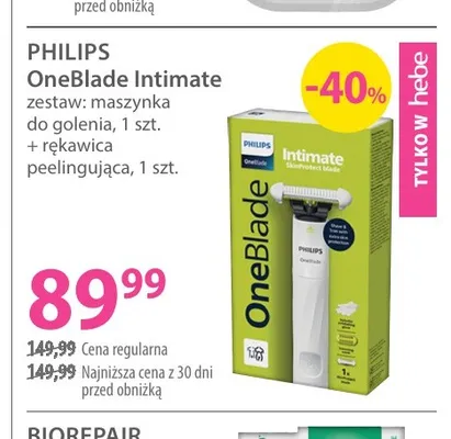 Zestaw maszynka do golenia + rękawica peelingująca Philips OneBlade Intimate promocja w Hebe