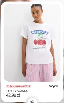 T-shirt z nadrukiem Bonprix promocja w bonprix