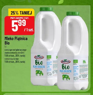 Mleko Piątnica Bio promocja w POLOmarket