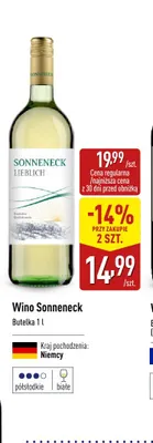 Wino białe półsłodkie Sonneneck Lieblich promocja w Aldi