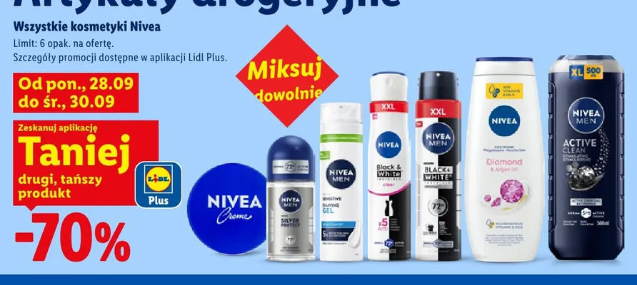 Antyperspirant w sprayu Nivea Black & White Invisible Clear XXL promocja w Lidl