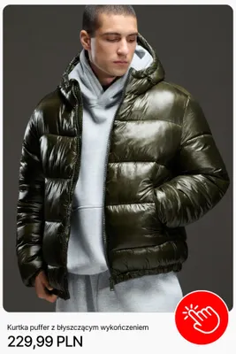 Kurtka puffer z błyszczącym wykończeniem Cropp promocja w Cropp