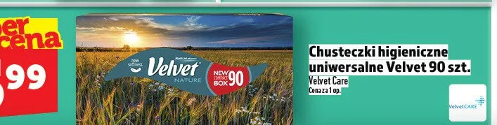 Chusteczki higieniczne uniwersalne Velvet 90 szt. promocja w TOPAZ