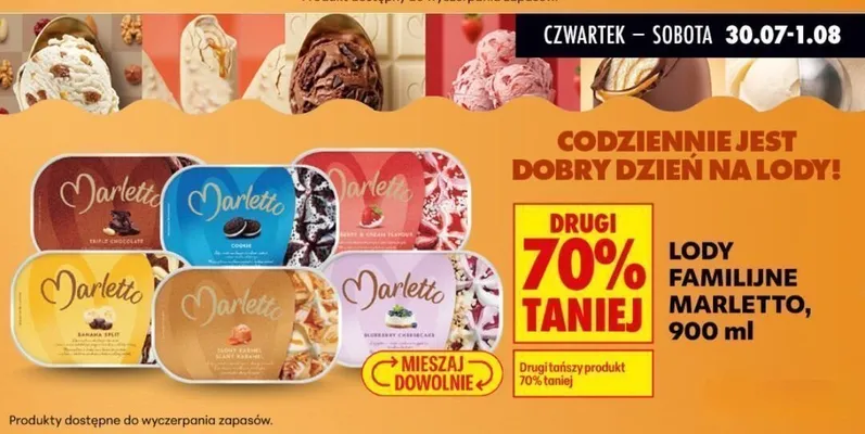 Lody familijne Marletto Cookie promocja w Biedronka