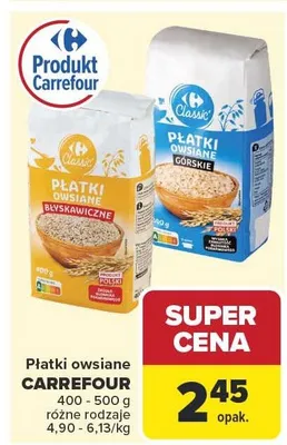 Płatki owsiane błyskawiczne Carrefour Classic promocja w Carrefour