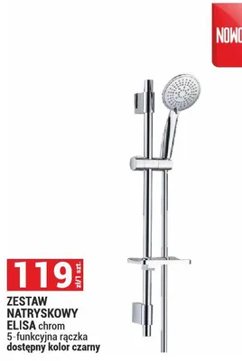 Zestaw natryskowy Elisa chrom 5-funkcyjna rączka dostępny kolor czarny promocja w Merkury Market