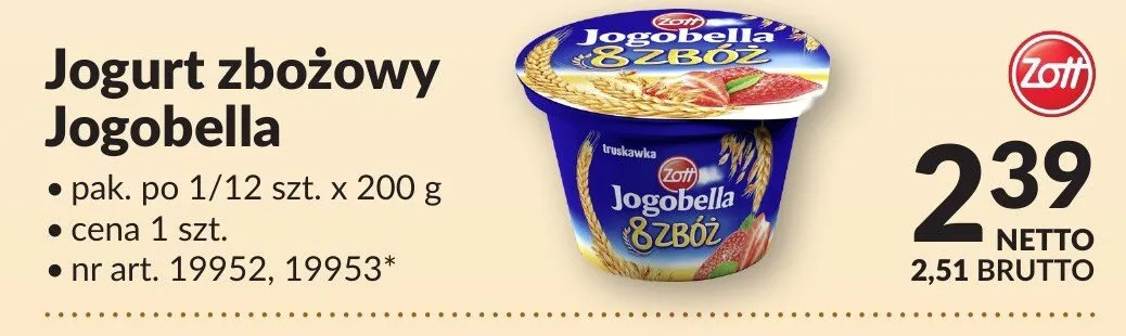 Jogurt zbożowy Jogobella promocja w Makro