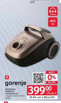 Odkurzacz workowy Gorenje VCE28G6ALLGO 850W promocja w Selgros