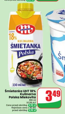 Śmietanka UHT kulinarna polska Mlekovita 18% promocja w Dino