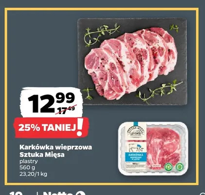 Karkówka wieprzowa plastry Sztuka Mięsa promocja w Netto