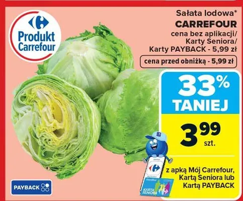 Sałata lodowa promocja w Carrefour Market