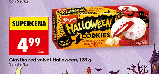 Ciastka red velvet Halloween Bergen promocja w Biedronka