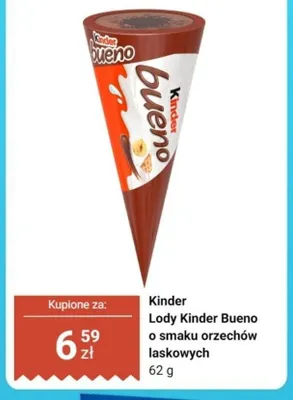 Lody Kinder Bueno o smaku orzechów laskowych promocja w Dino