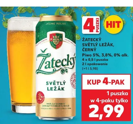 Piwo bezalkoholowe Žatecký Světlý Ležák 4-pak promocja w Kaufland