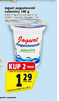 Jogurt augustowski naturalny Mlekpol promocja w Prim Market