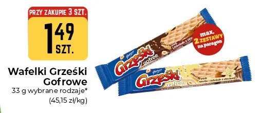 Wafelki Grześki Gofrowe czekoladowe promocja w Społem Częstochowa