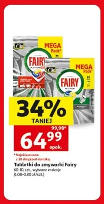 Tabletki do zmywarki Fairy promocja w Auchan