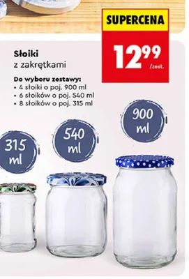 Słoiki z zakrętkami 6-pak 540 ml promocja w Biedronka