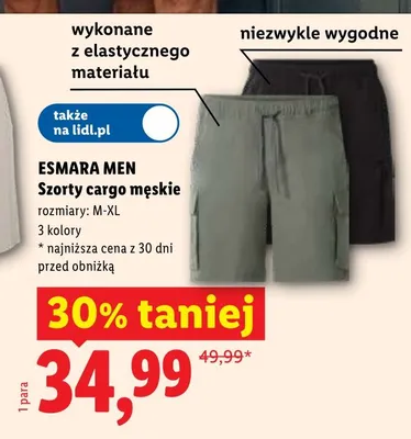 Szorty cargo męskie Esmara Men promocja w Lidl