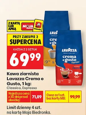 Kawa ziarnista Crema e Gusto Classico 1 kg promocja w Biedronka