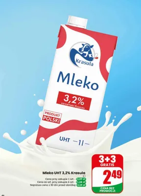 Mleko UHT 3,2% Krasula promocja w Dino
