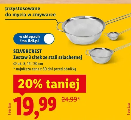 Zestaw 3 sitek ze stali szlachetnej Silvercrest promocja