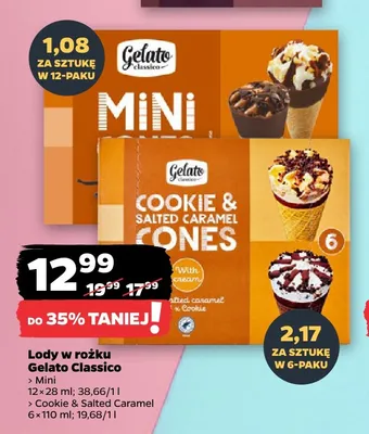 Lody w rożku Cookie & Salted Caramel Gelato Classico promocja w Netto
