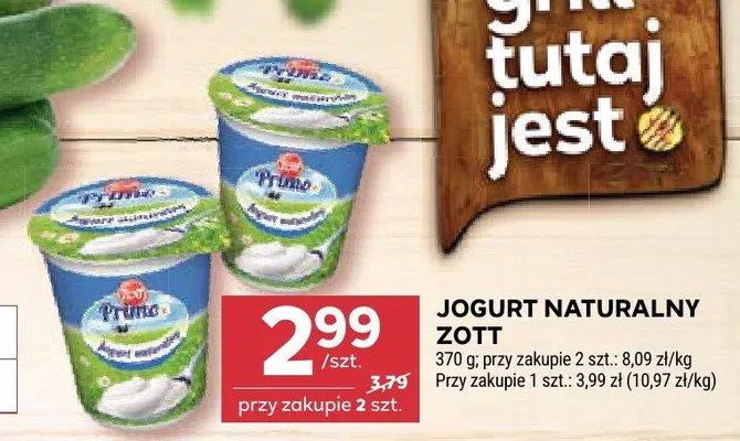 Jogurt naturalny Zott promocja w Stokrotka