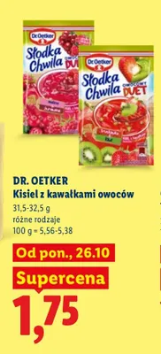Kisiel z kawałkami owoców Słodka Chwila malina Dr. Oetker promocja w Lidl
